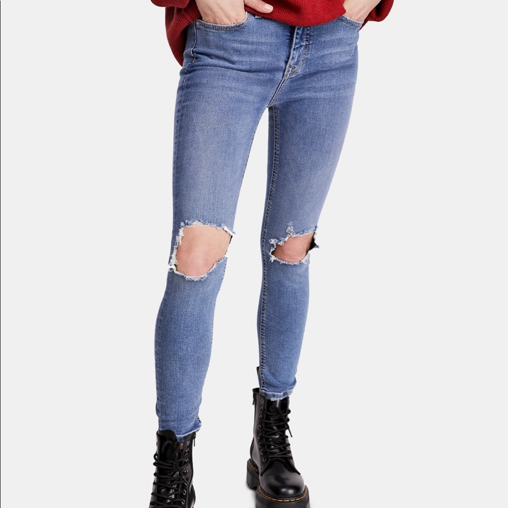 Free People Busted Knee Ripped Jeans